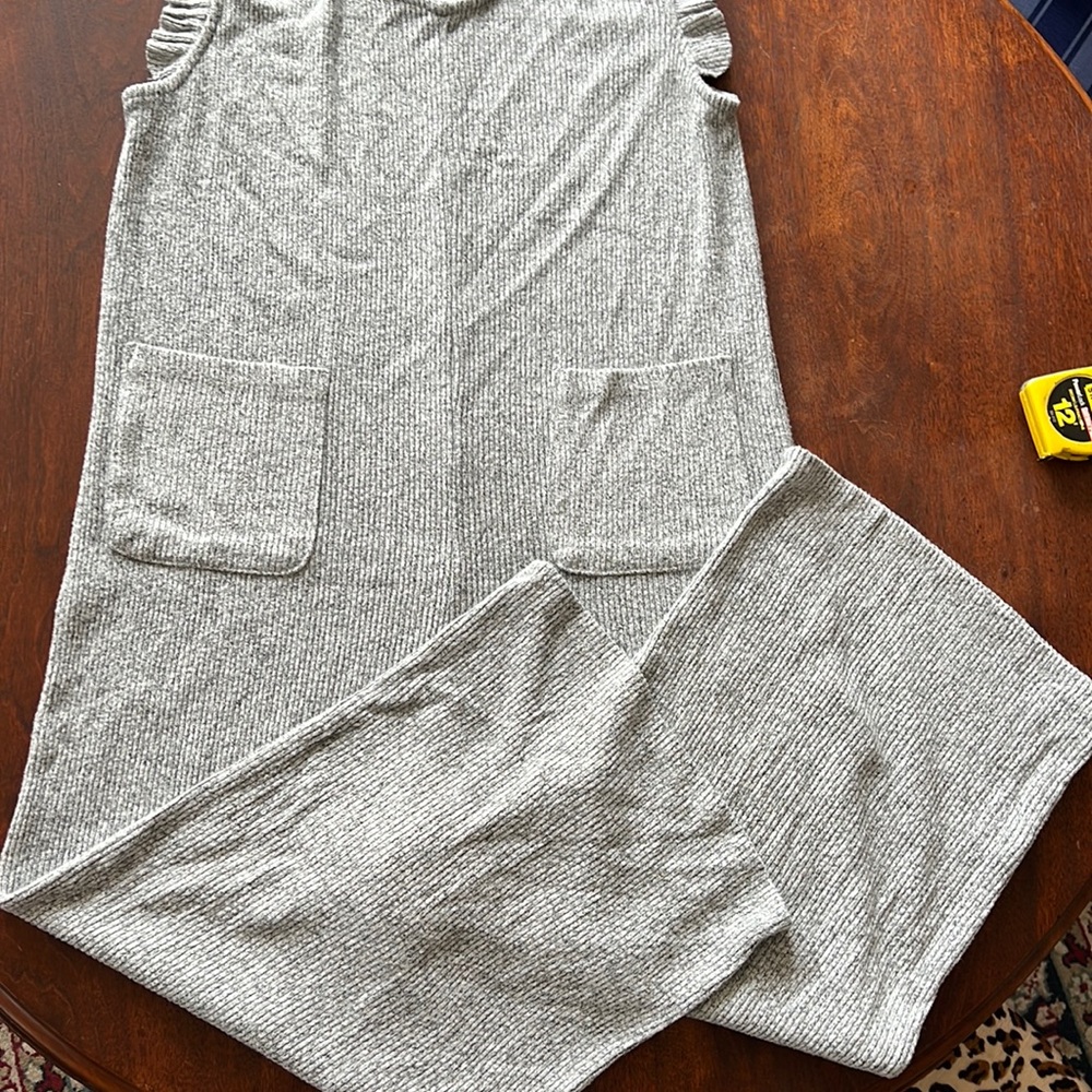 GB Girls Lightweight Sweater Ankle Length Jumpsuit Heather Gray Sz XL